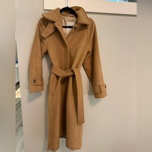 Abercrombie wool blend camel funnel neck coat